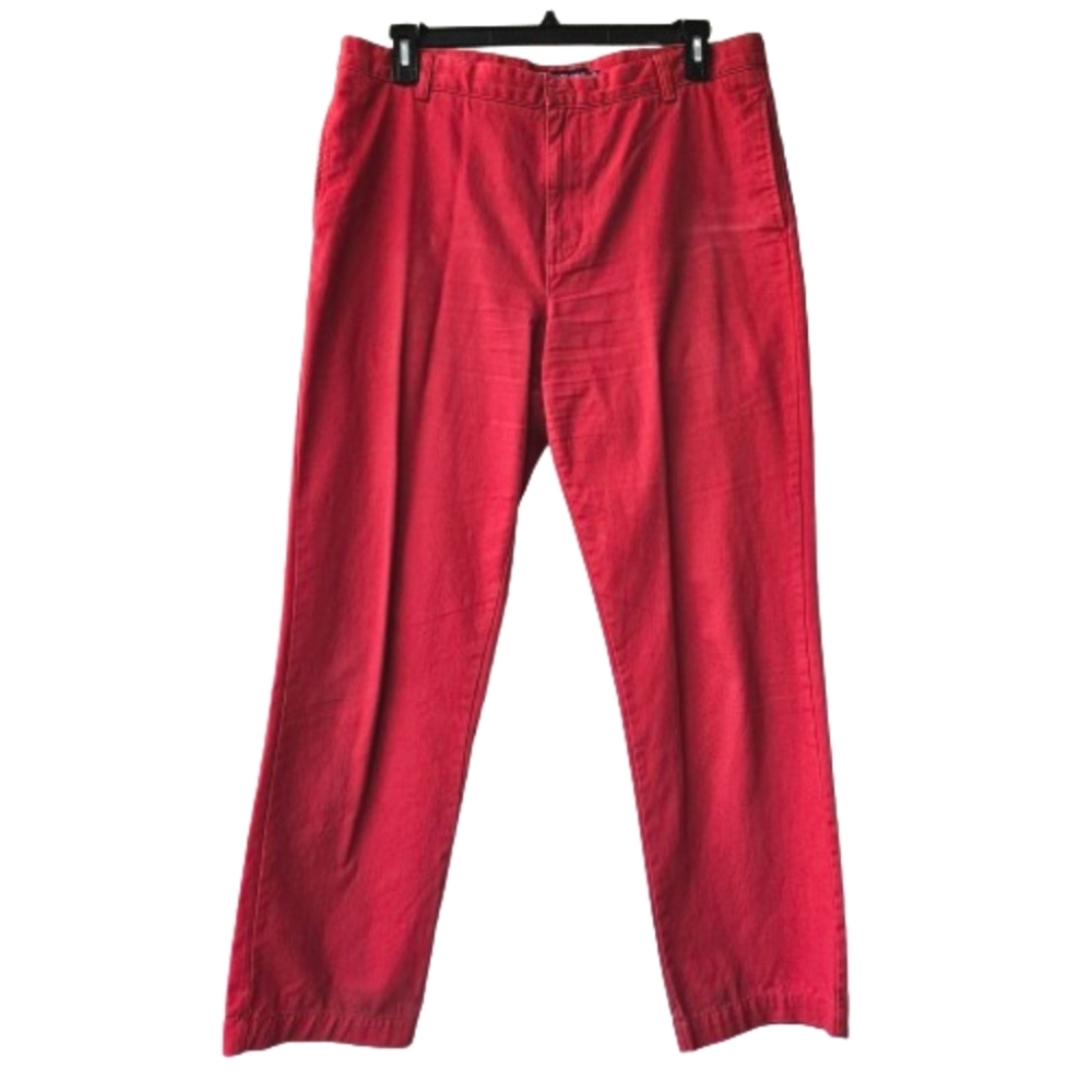 Chaps red cotton high rise pants slim fit 36x32
